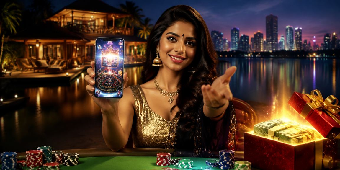 Young woman playing Rummy mobile game on smartphone outdoors in Kerala
